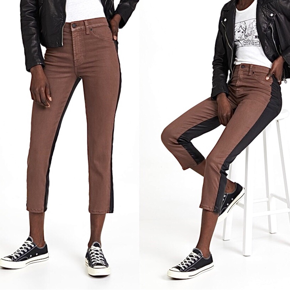 7 For All Mankind Two Tone Cropped Straight Jeans